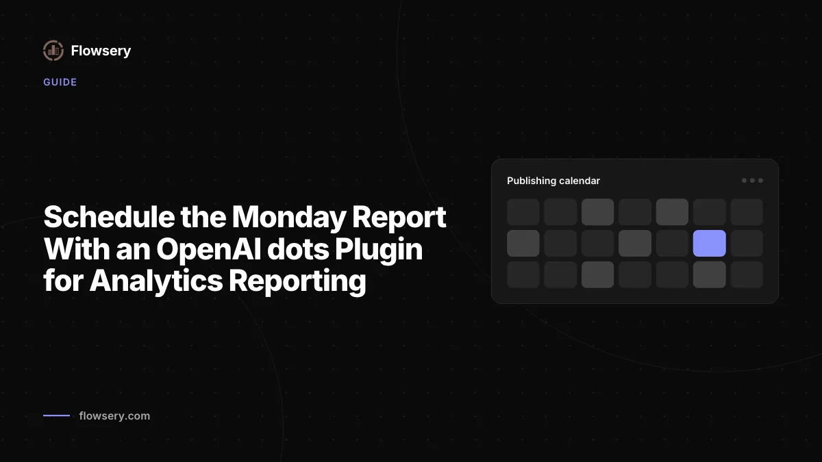 An OpenAI dots plugin for analytics reporting preparing a weekly Flowsery traffic report for Slack