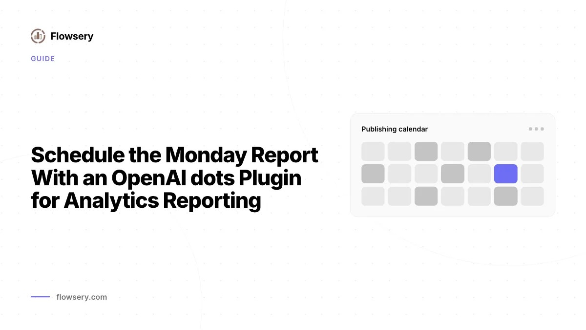 An OpenAI dots plugin for analytics reporting preparing a weekly Flowsery traffic report for Slack