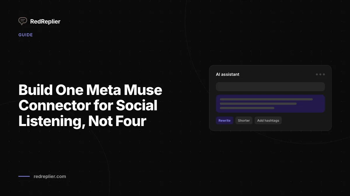 Um conector do Meta Muse para escuta social cobrindo Reddit, Hacker News, X e Bluesky