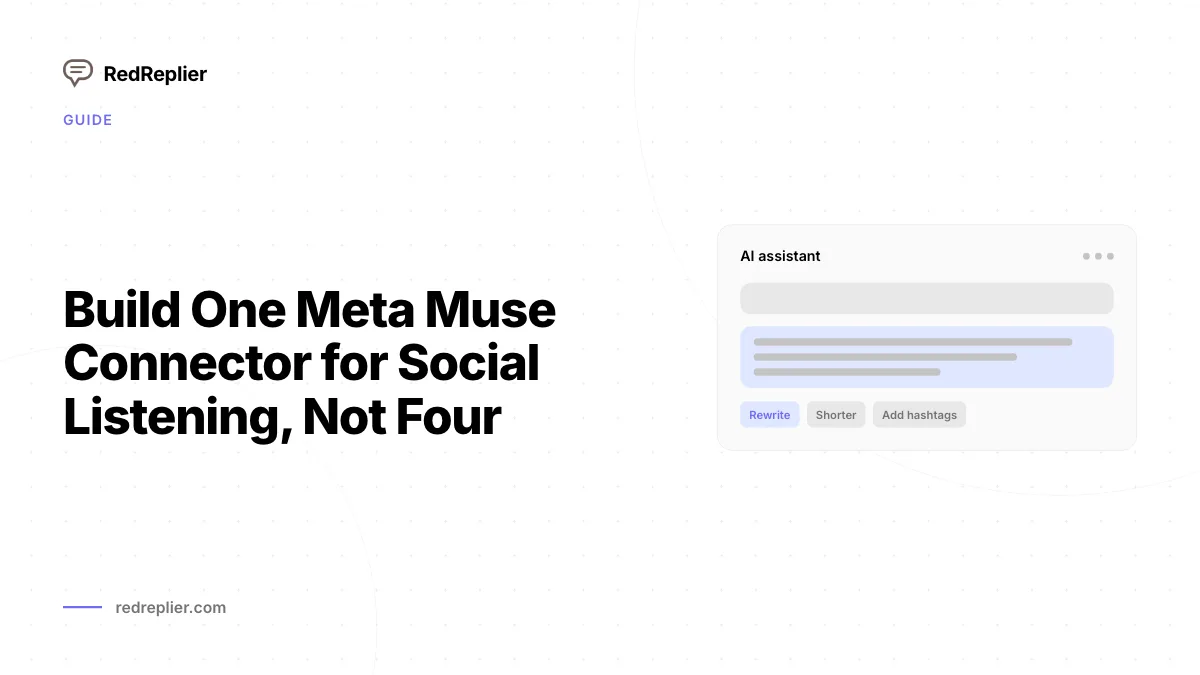 Um conector do Meta Muse para escuta social cobrindo Reddit, Hacker News, X e Bluesky