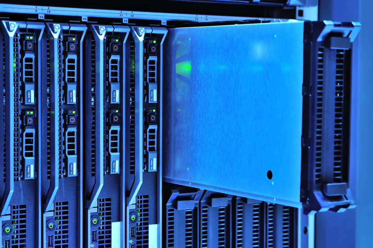 Server racks with blinking status lights represent the continuous connection a filtered stream keeps open.