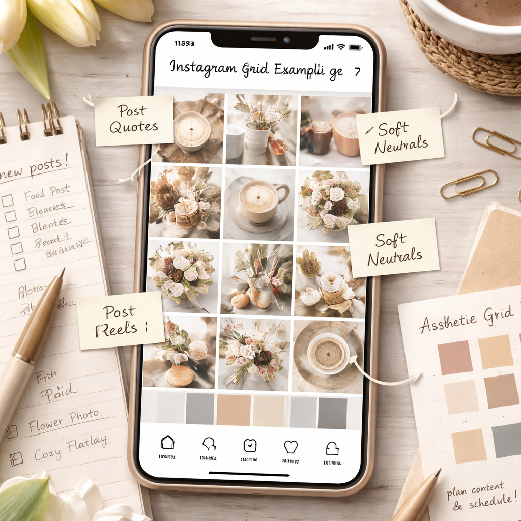 Beispiel für visuelle Social-Media-Planung im Stil eines Instagram-Kalenders